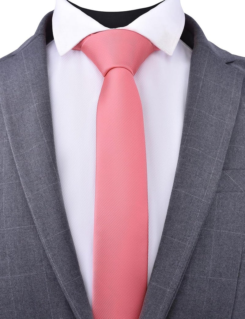 Branduce 2.4"（6cm） Solid Pure Color Skinny Tie Plain Slim Necktie for Men - Image 2